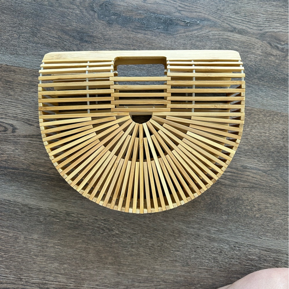 Bamboo Semi-Circle Handheld Bag - Natural
